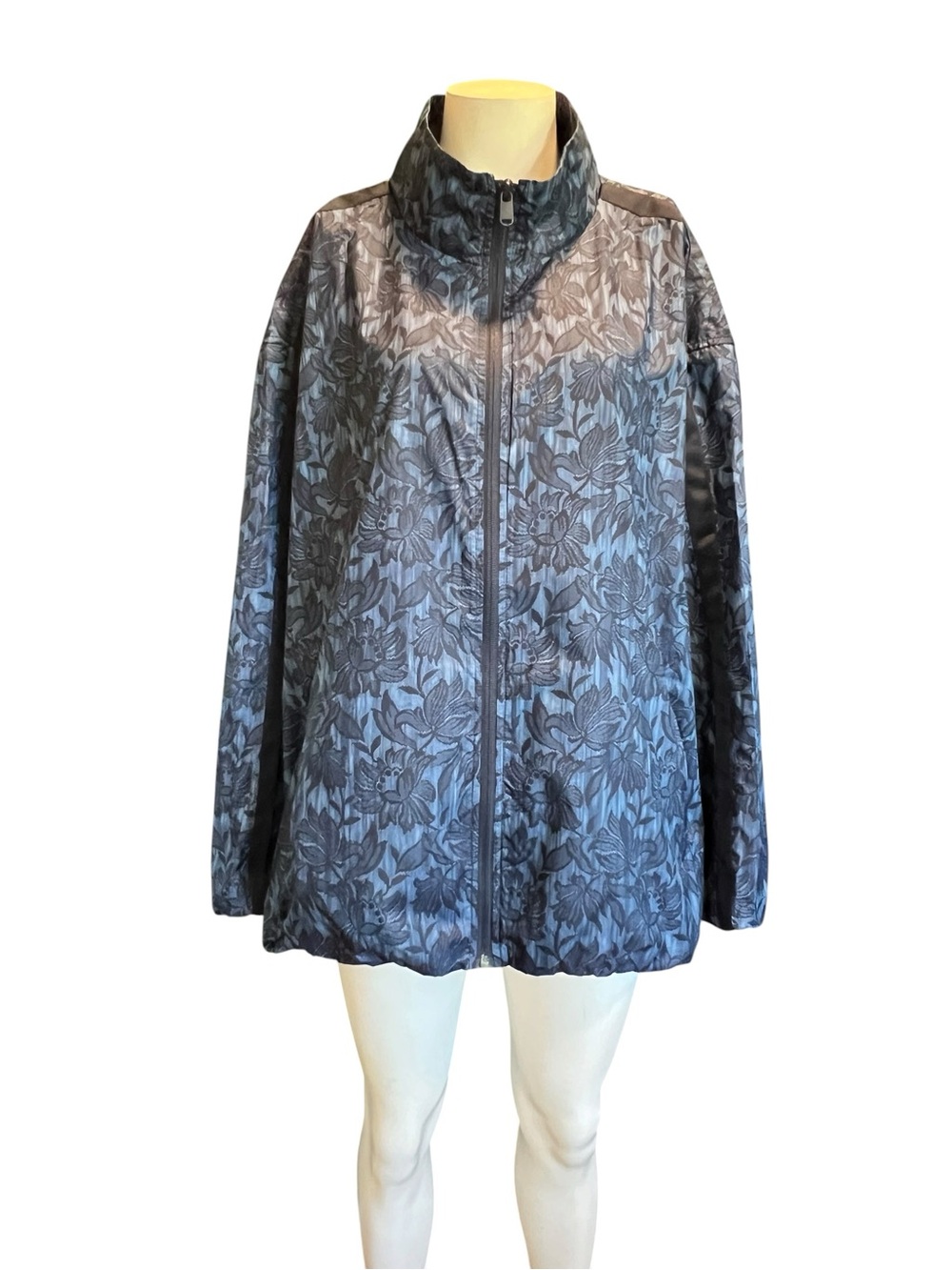 Athleta Jacket Womens 3X Blue Floral Sightseer Lace Full Zip Vented Athletic